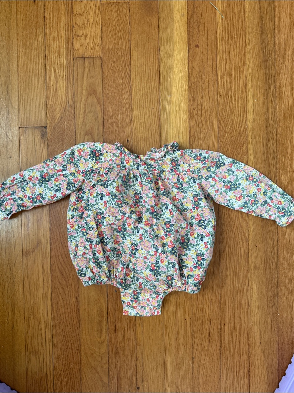 Bisby Girls Floral Long-Sleeve One-Piece Romper – Pink Multi